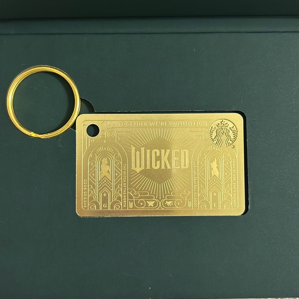 Wicked x Starbucks Gold Keychain Card with $50 Preloaded